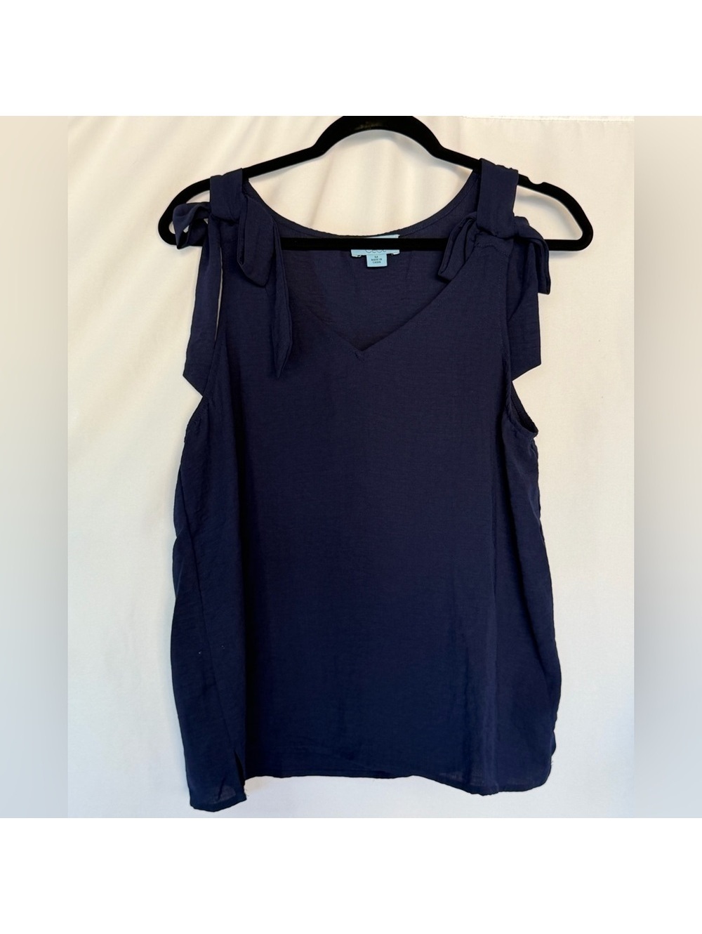 NEW Women's Navy blue Sleeveless casual office bow tie blouse top